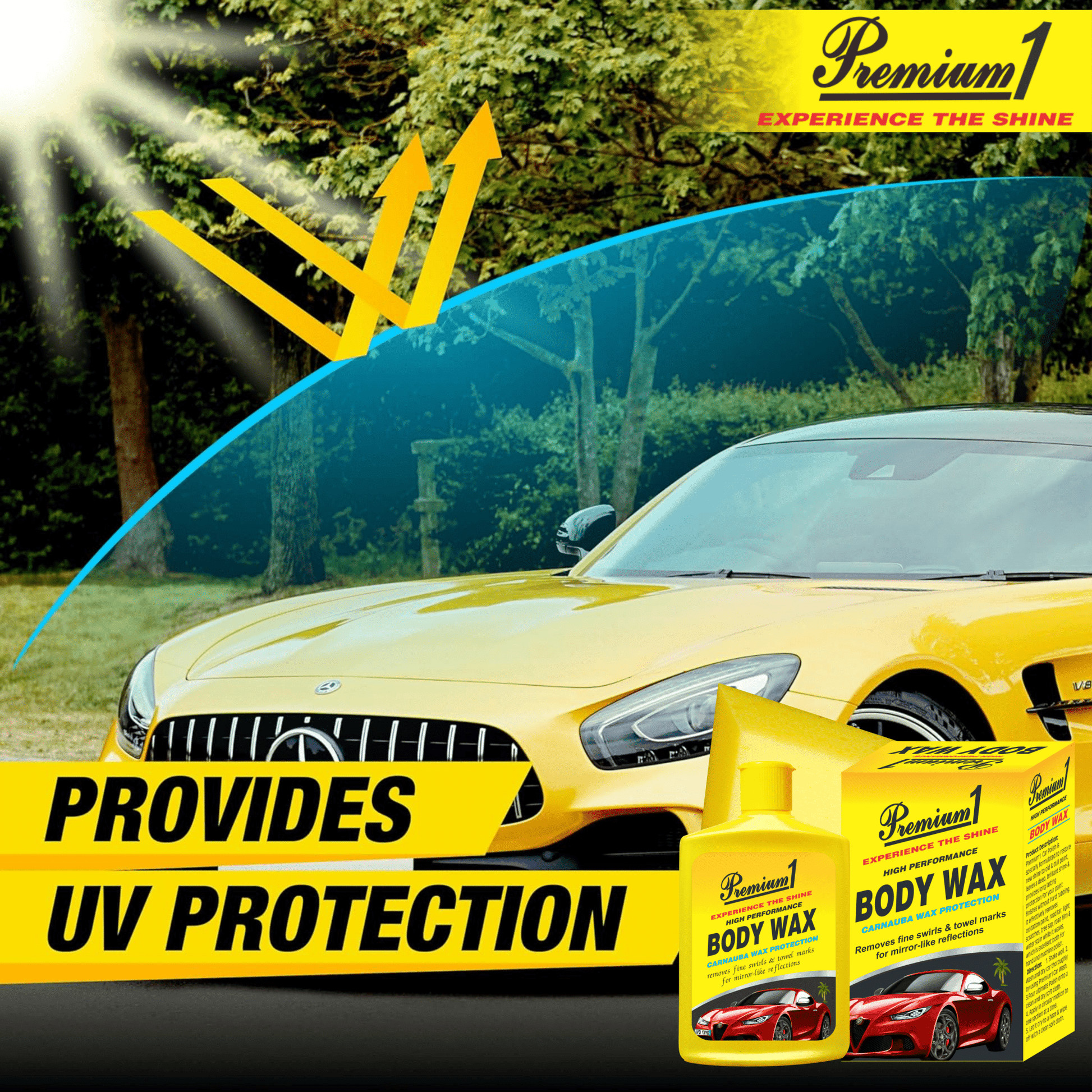Protectant(150ml)+Body wax(150ml)+ Carpet & upholstery(500ml)+Dry wash(500ml)+ Wiper fluid(60ml)+ Scratch Remover(200ml) - Premium1